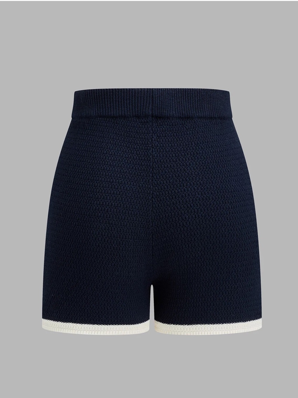 Commense Sleeveless Navy Knit Shorts Set with Contrast Trim Medium - Picture 6 of 9